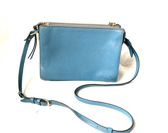sac à bandoulière cartable REISS en cuir bleu vintage pour femme