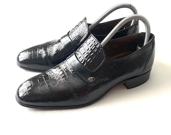 Men’s black vintage retro GRENSON slip on loafers shoes size UK 7 EX