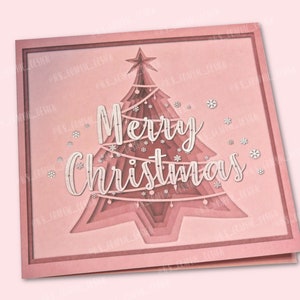Cartolina di buon Natale dell'albero rosa