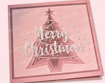 Pink Tree Merry Christmas Card