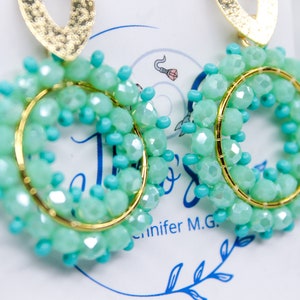 Earrings for women, Round Earrings, Beaded Earrings, Handmade Earrings, Mother&#39;s Day Gifts, Delicate Earrings for mom, Crystal Earrings