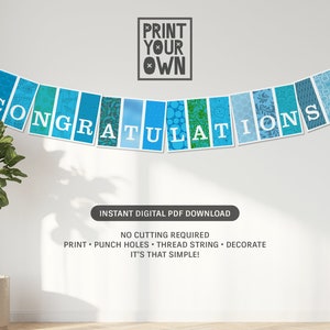 Congratulations * Blue Printable Banner/Bunting * Instant Download