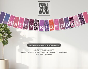 Happy Birthday * Pink Printable Banner/Bunting * Instant Download