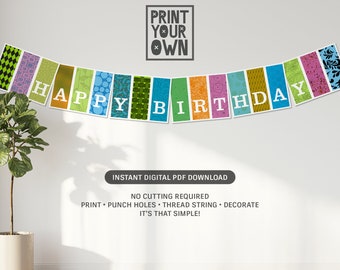 Happy Birthday * Multi-Color Printable Banner/Bunting * Instant Download