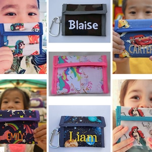 Billetera infantil personalizada, primera billetera infantil, billetera plegable con monedero, regalo de cumpleaños perfecto para niños o niñas, ideas de regalos para niños.