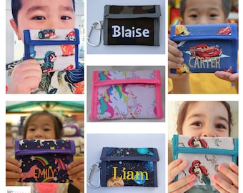Billetera infantil personalizada, primera billetera infantil, billetera plegable con monedero, regalo de cumpleaños perfecto para niños o niñas, ideas de regalos para niños.