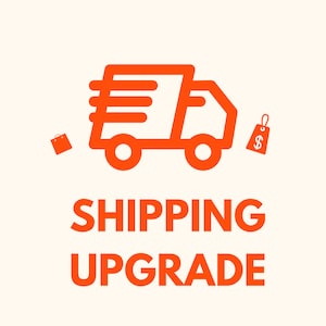 May include: Orange icon of a delivery truck with a shopping bag and a price tag, with the text "SHIPPING UPGRADE" below.