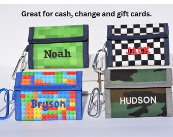 Boys Wallet, Personalized Kids Wallet, Boys First Wallet, Boys Wallet w/Coin Pocket, Bifold Wallet, Birthday Gift for Boys, Boys Gifts Ideas