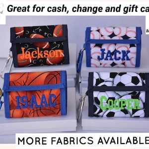 Cartera deportiva, cartera personalizada para niños, primera cartera para niños, cartera para niños con monedero, cartera plegable, regalo de cumpleaños perfecto para niños