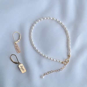 Mia-Mini Pearl Bracelet, rice pearl bracelet, beaded bracelet,3-3.5mm pearl, 14k gold filled