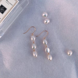 Baroque pearl earrings,Pearl earrings, freshwater pearl earrings, minimalist earring,14k gold filled earrings, image 2