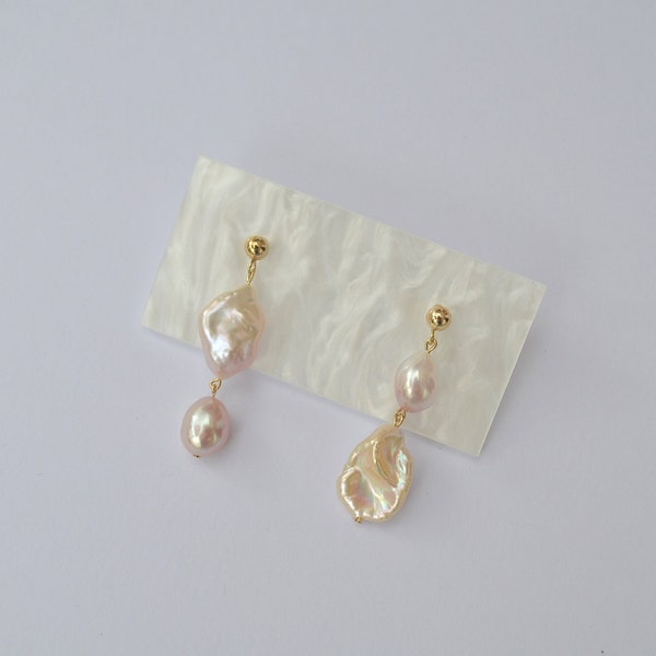 Purple Missatched Baroque Earrings, Petal Baroque Pearl Earrings, 14k Gold Filled, High Quality Baroque PearlGift for her