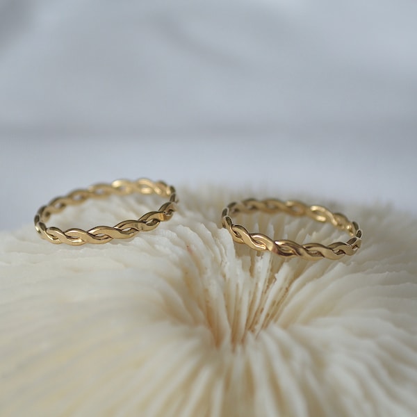 14k Gold Filled Twisted Ring, Layering Ring, Stacking Ring,Braided Rope Stacking Ring, Twisted Ring,Minimalist Ring