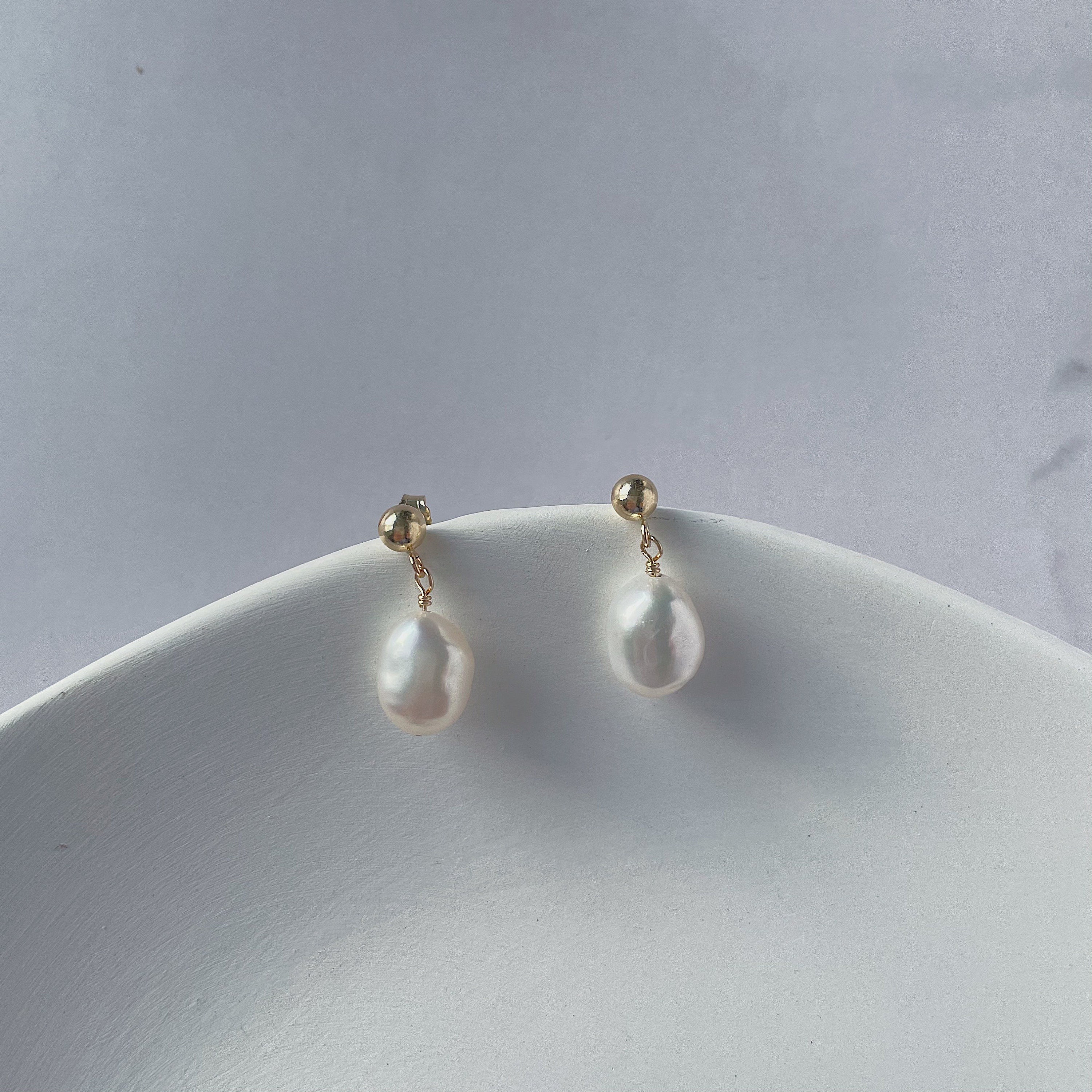Baroque Pearl Earrings Pearl Drop Earrings 14k Gold Filled - Etsy UK