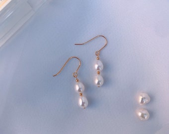 Kleine Süßwasserperlen Ohrringe, 14K gold filled Ohrringe, Minimalistische Perlen Ohrringe, Perlen Tropfen Ohrringe, Alltagsmode