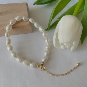 Barock Perlenarmband, 14K Gold gefüllt Armband, natürliche Süßwasserperlen, Barockperlen, Hochzeit Perlenarmband, Geschenk für sie