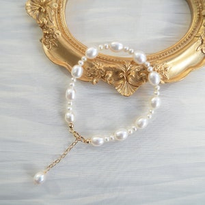 Leah-Rice Pearl Bracelet, Statement Bracelet, Gift for her, Elegant Bracelet image 3