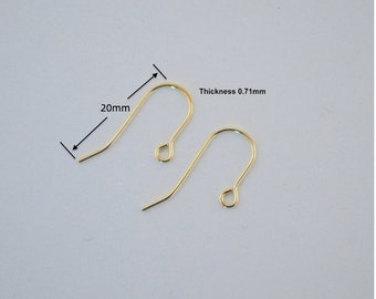 Gold Filled Plain Hook Wire, 14k Gold Filled Ear Hooks with hallmark