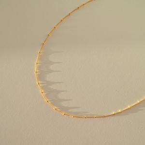 Collar de cadena satélite en oro relleno de 14k, collar de capas, cadena de capas de oro, collar mínimo, regalo para ella, 40.5cm