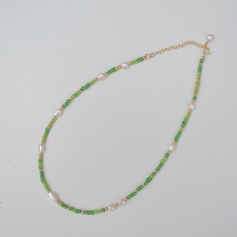Light Green And Pearl Necklace Set main image 0