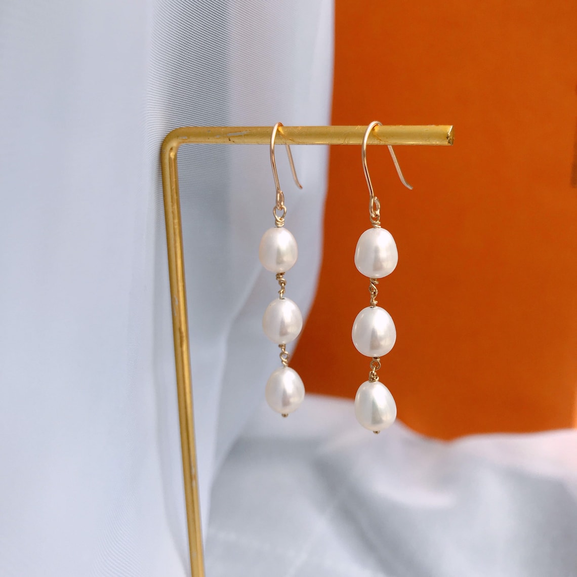 Pearl Drop Earrings Freshwater Pearl Earrings Minimalist Etsy