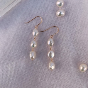 Baroque pearl earrings,Pearl earrings, freshwater pearl earrings, minimalist earring,14k gold filled earrings, image 5