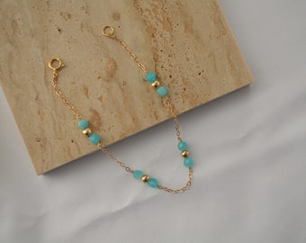 Amazonite Bracelet,Natural Gemstone 14k gold filled, gift for her