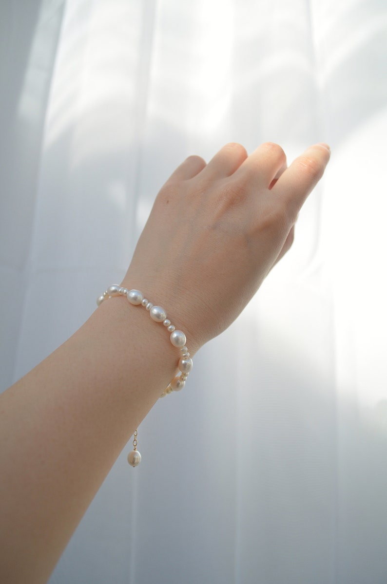 Leah-Rice Pearl Bracelet, Statement Bracelet, Gift for her, Elegant Bracelet image 6