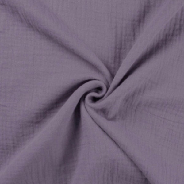 ab 10 cm, Musselin Stoff Uni, Bambino Uni, Musselinstoff, Double Gauze, Baumwollmusselin, dusty lila, Flieder dunkel, Lila, Violett