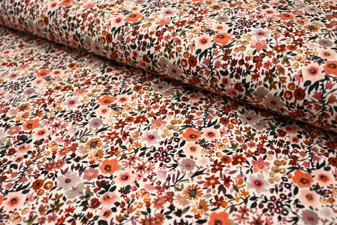 Jersey Stoff Mit Blumen