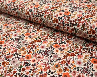 Jersey fabric with flowers, floral print cotton jersey, digital print, digital flowers, OEKO-TEX watercolor flower