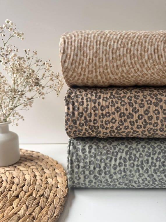 Leoprint Ribstrick Jersey, Leo Rip Jersey, Rippjersey, schmale Rippen, Rippjersey, Ripjersey, Leoparden