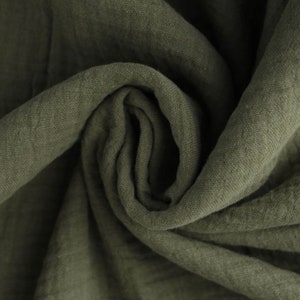 from 10 cm, muslin, double gauze fabric, muslin fabric, cotton muslin, OEKO TEX, army, khaki