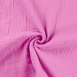 ab 10 cm, Musselin Stoff Uni, Bambino Uni, Musselinstoff, Double Gauze, Baumwollmusselin, Flamingo pink Fuchsia