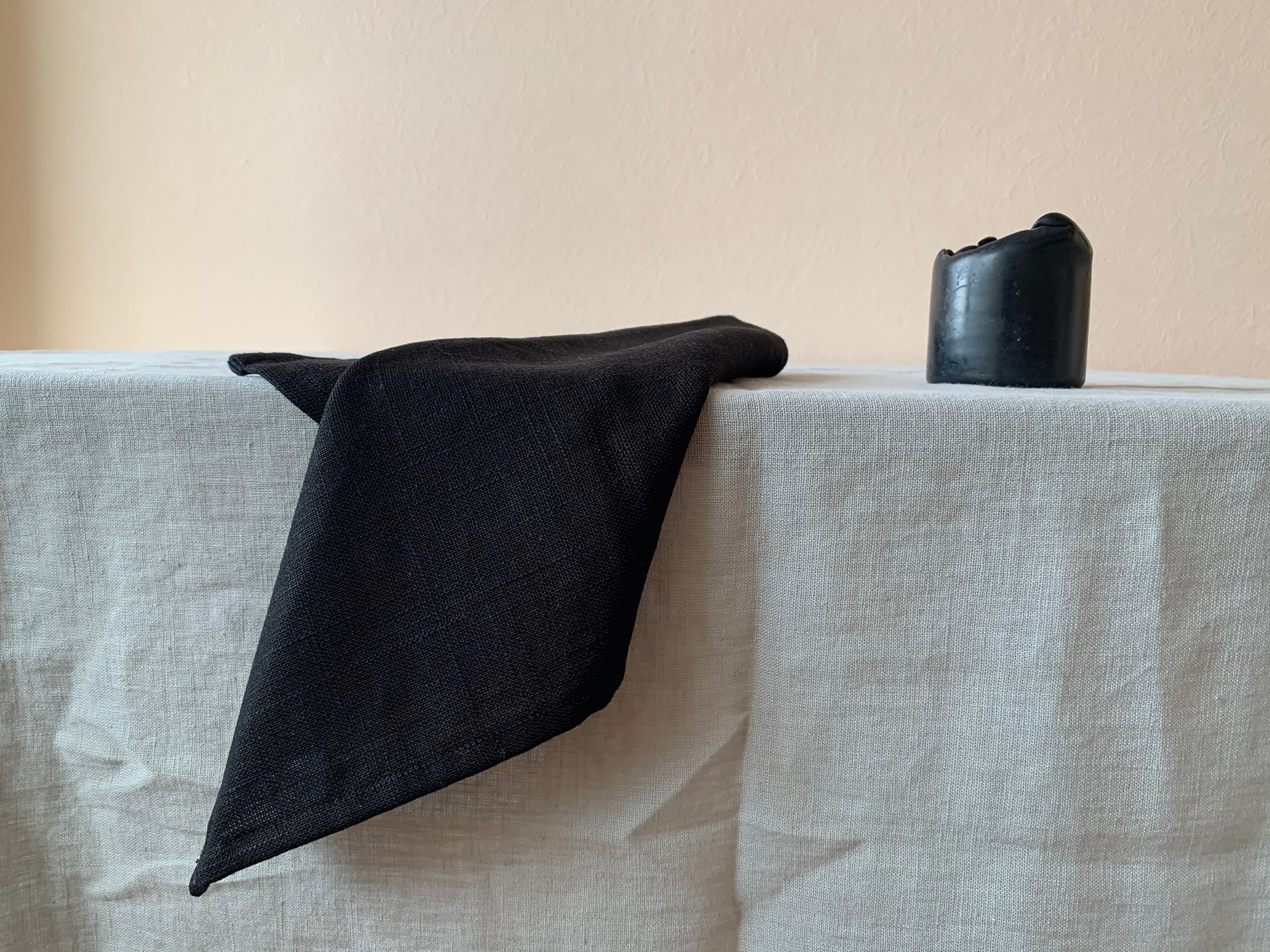 Black linen/viscose napkins. Black napkins. Table napkins 35 Etsy