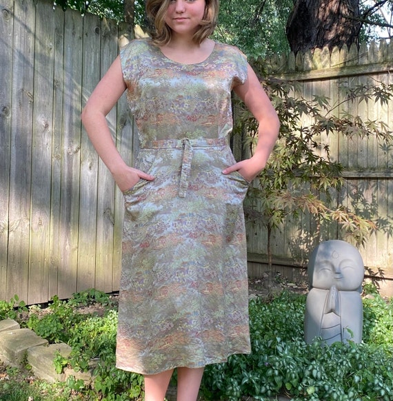 1940s Silk Brocade Dress