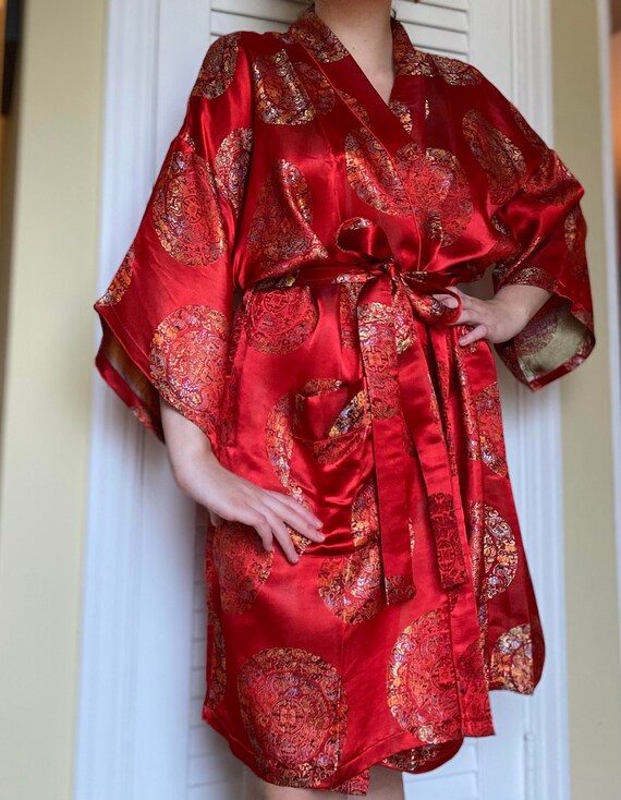 1940s Short Red Robe