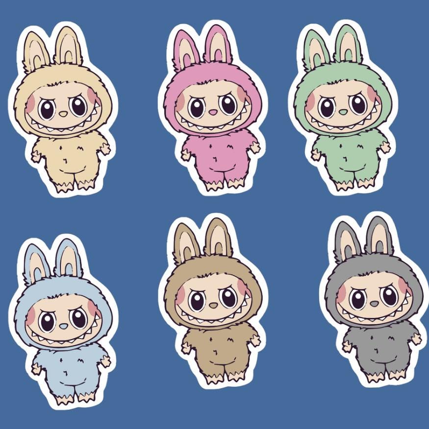 monsters stickers, sea salt coconut, soymilk, toffee, green grape, lychee berry, sesame bean