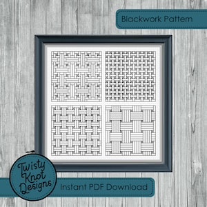 Magnified fabric blackwork sampler