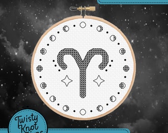 Aries Zodiac Sign blackwork pattern