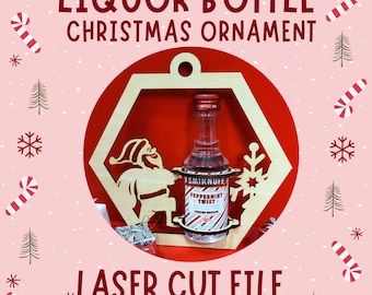 Santa Liquor Bottle Ornament, Laser Cut SVG (Digital File)