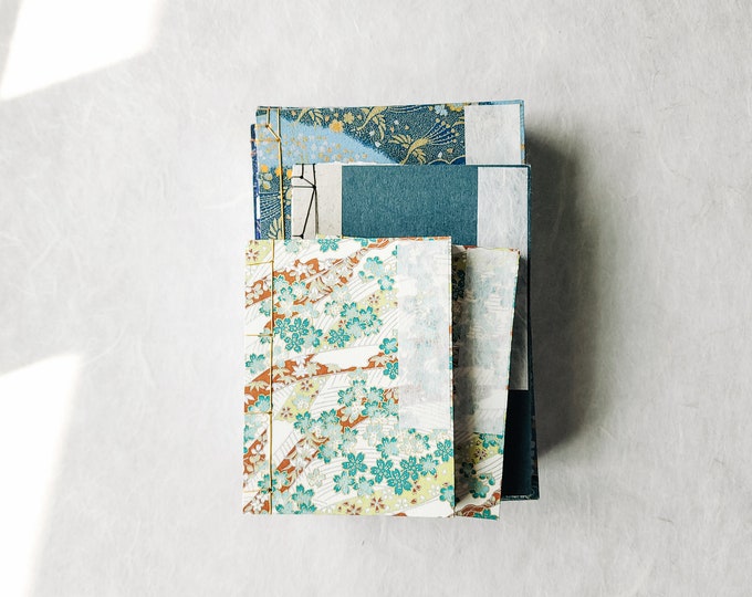 Made to Order: Custom Handmade Japanese Inspired Bookbinding Journal Notebook. 50 Pages, Japanese Chiyogami, Katazome, Yuzen, Moriki Cover