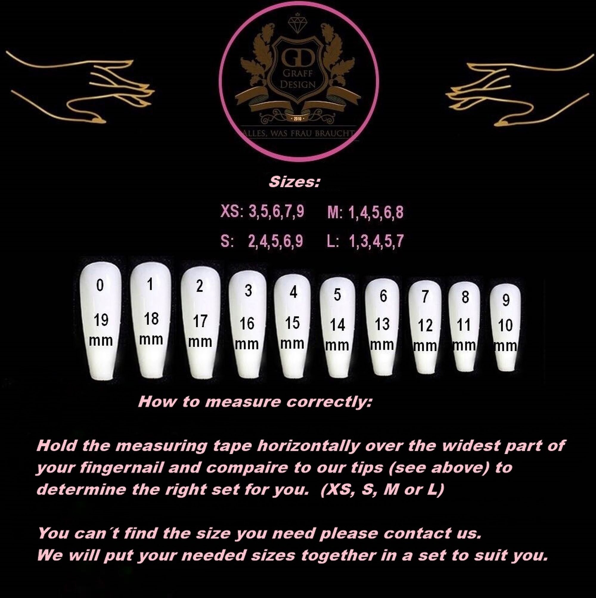 1 Set of Press on Nails pick your Shape/Size Shape/Size Etsy