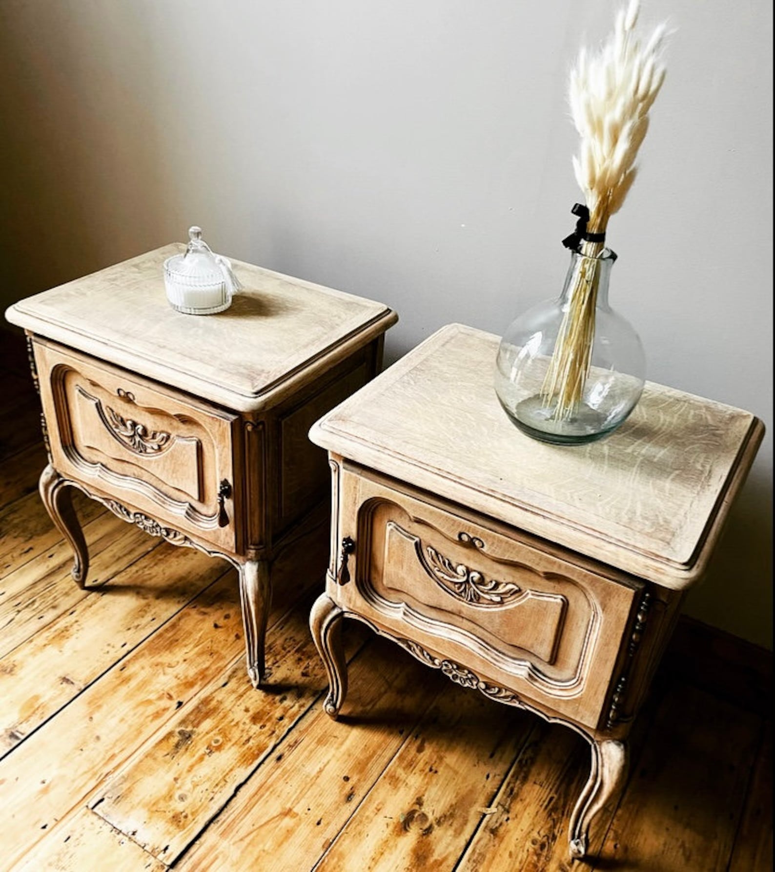 NOW SOLD French Limed Oak Bedside Tables / Bedside / Etsy UK