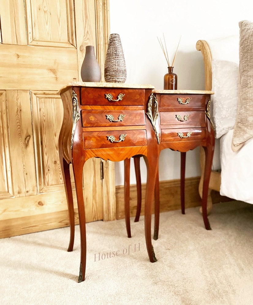 NOW SOLD Bedside Table French Antique Style / Marble Bedside Etsy
