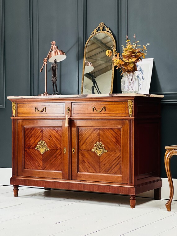 NOW SOLD French Antique Mahogany Sideboard Marble Washstand