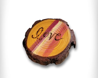 Handmade Wood Love Magnet: Acrylic Painted Mantra Gift