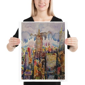 New York Skyline , Watercolour Inks Poster