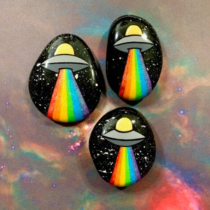 Rainbow UFO Colorado Skipper Hand Painted Rock | Colorado River Rock | Stone Art| Rock Art | Painted Stone | Painted Rock