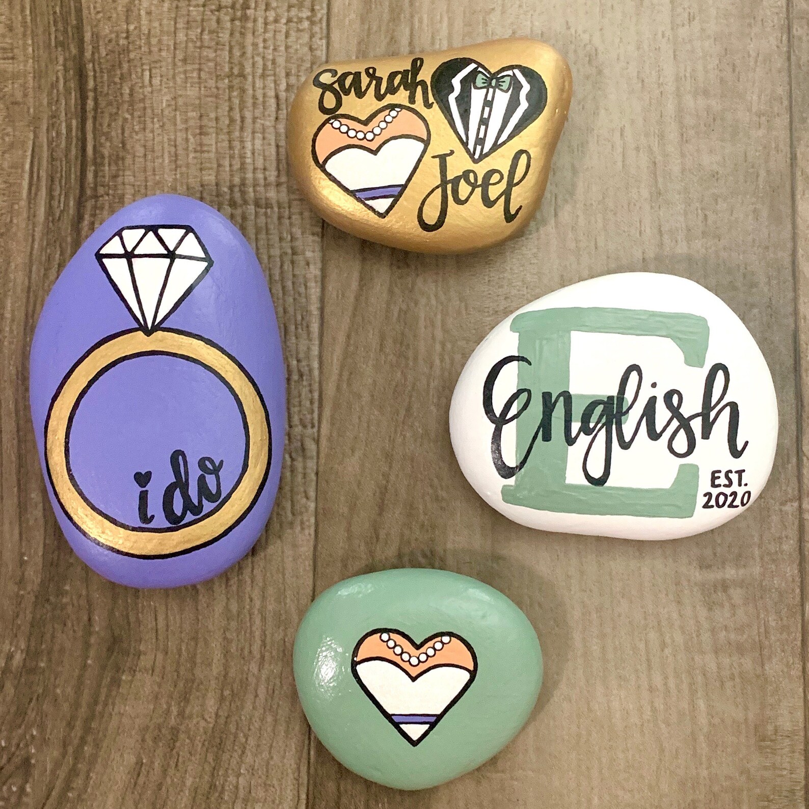 Personalized I Do Wedding Rocks Set of 4 Etsy